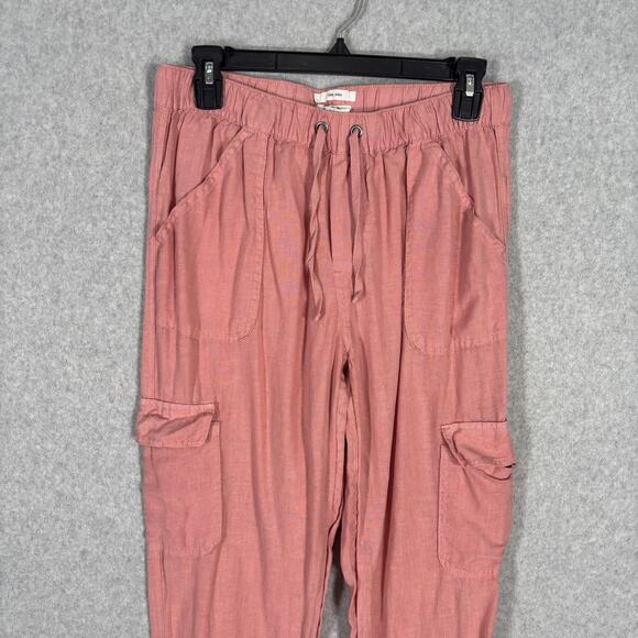 Nicole Miller Cargo Linen Jogger Pants Medium Comfort GORP Resort Cruise Elastic - Picture 2 of 10